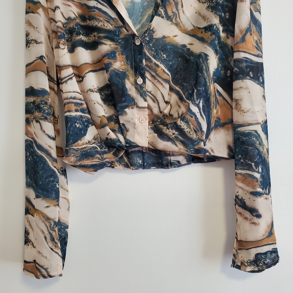Dynamite Long Sleeve Twist Front Blouse - Picture 7 of 9